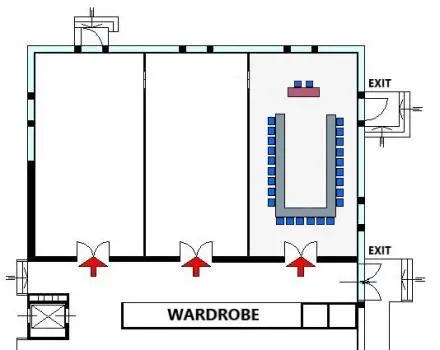 Floor plan of farnese A room with U-shape layout