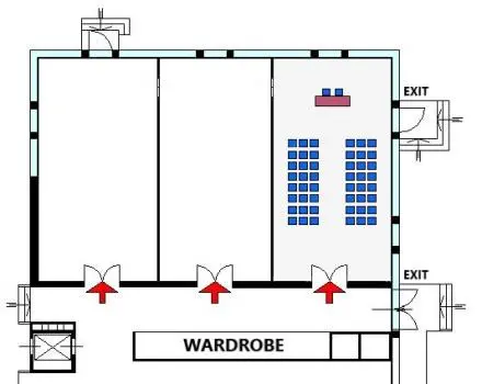 Floor plan of farnese A room with Theatre layout