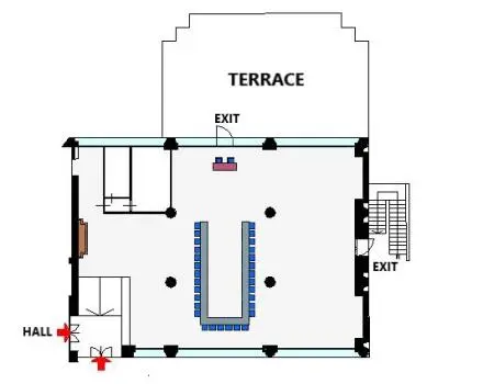Floor plan of the Visconti Room with U-shaped table arrangement